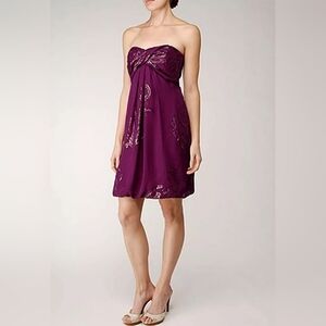 Nicole Miller Diossa Luna Strapless Mini Dress Magenta Purple Size 0